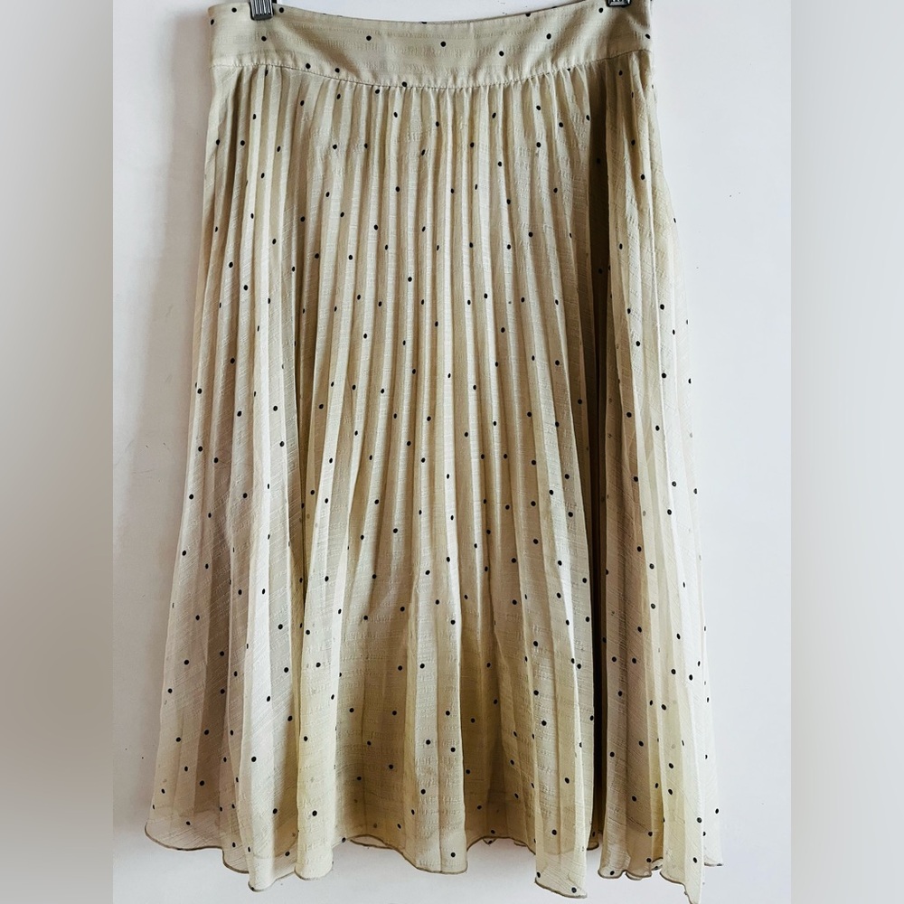 Sezane Paris Cream Pleated Midi Skirt